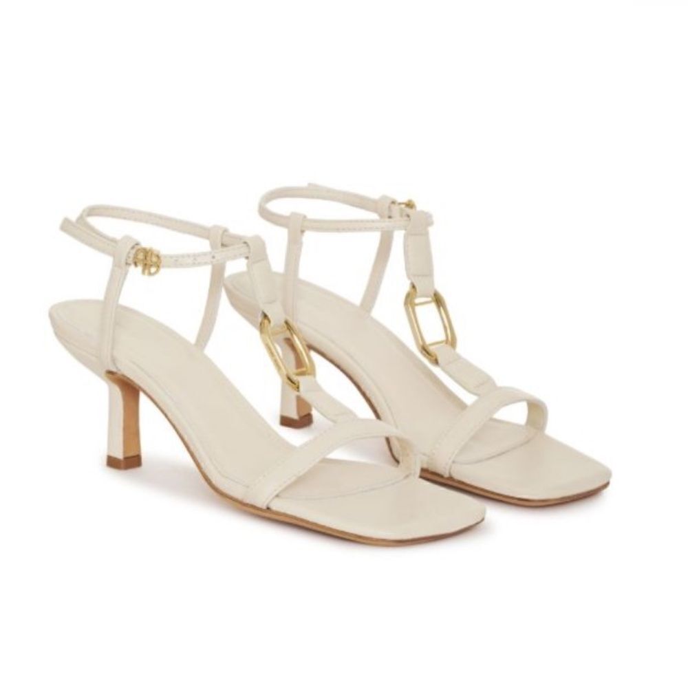 Anine Bing Kiera shoes 50mm sandals high heels strappy cream white Revolve 40 10